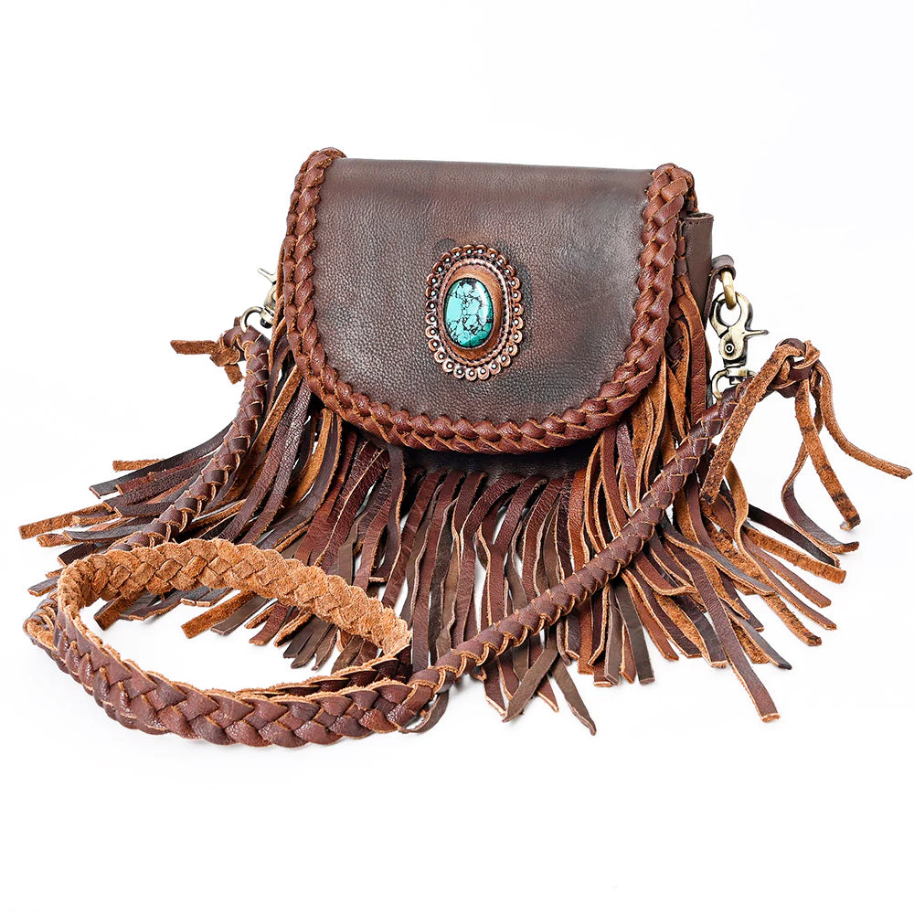AMERICAN DARLING LEATHER CROSSBODY WITH FRINGE