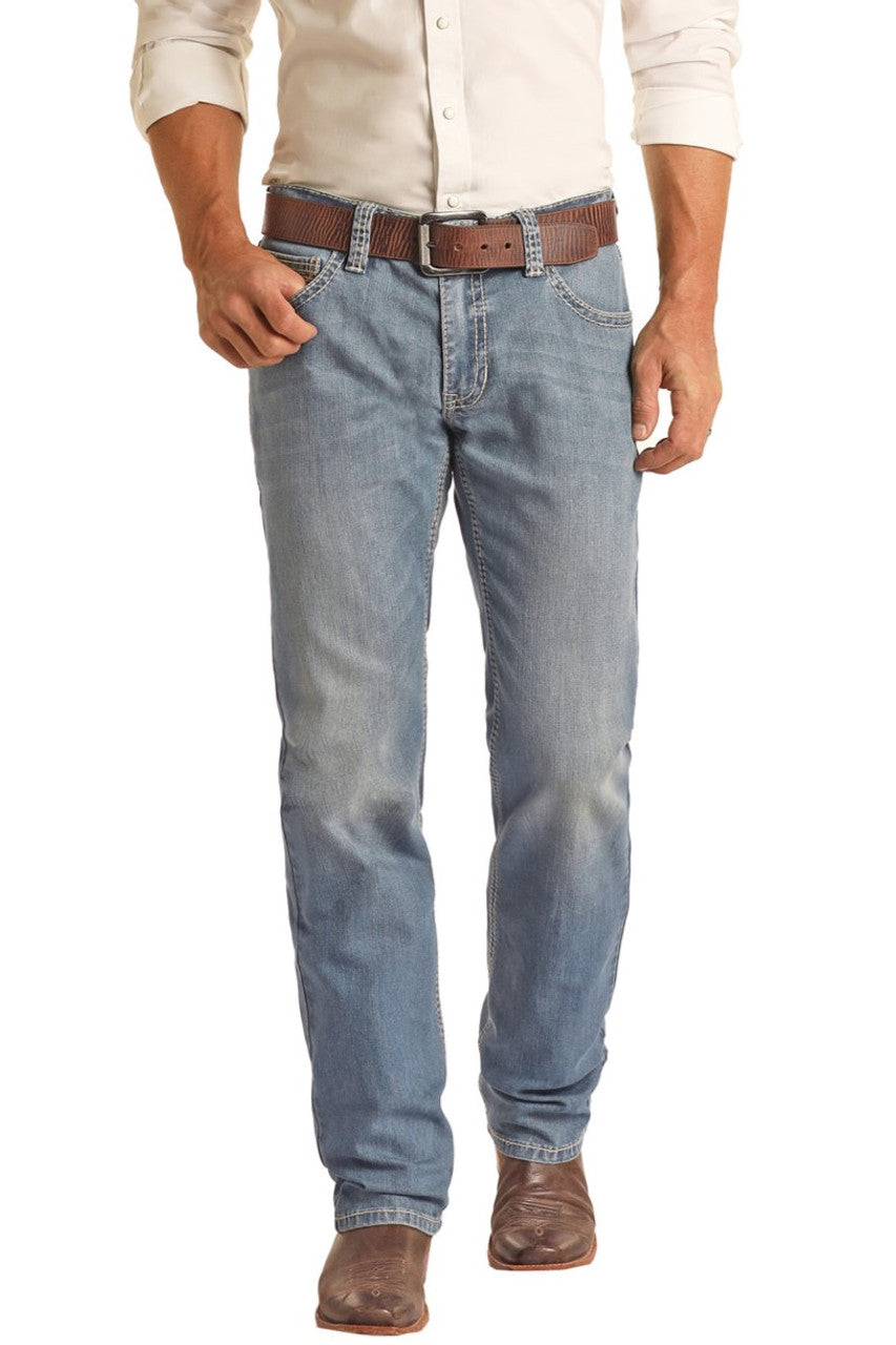 Men’s Relaxed Fit Straight Leg Jeans in Medium Stone