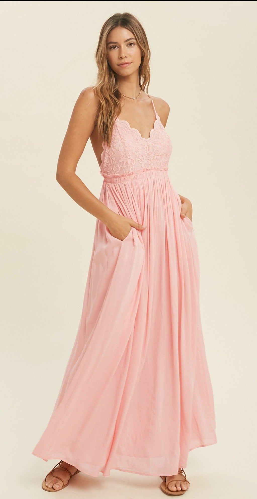 Lace scallop hot sale maxi dress