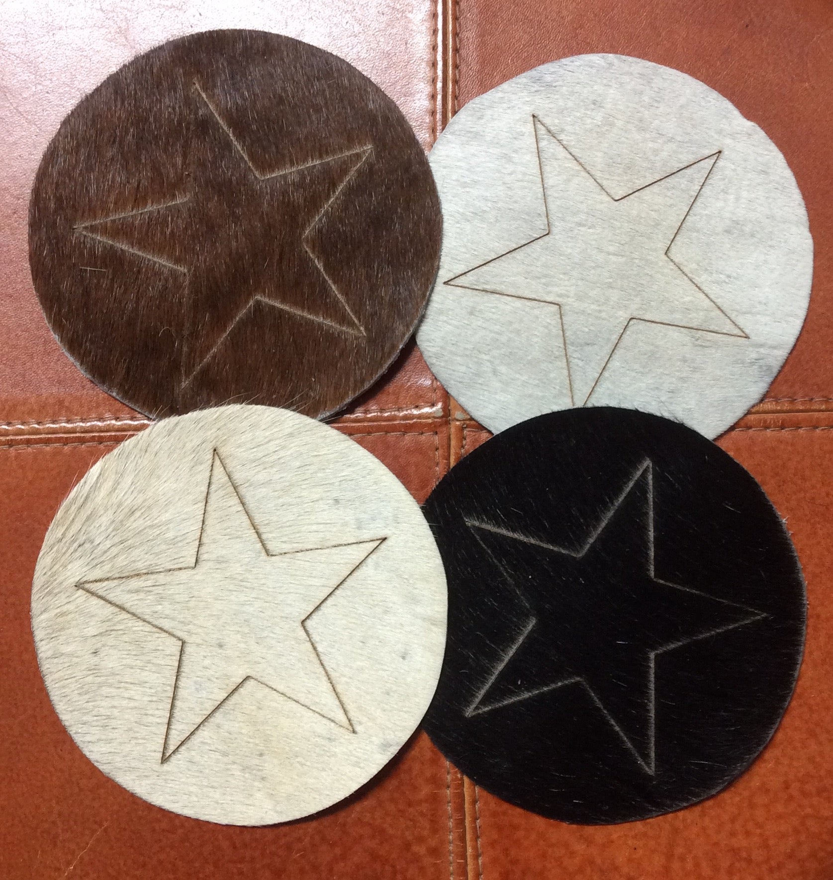 Cowhide Texas Coasters