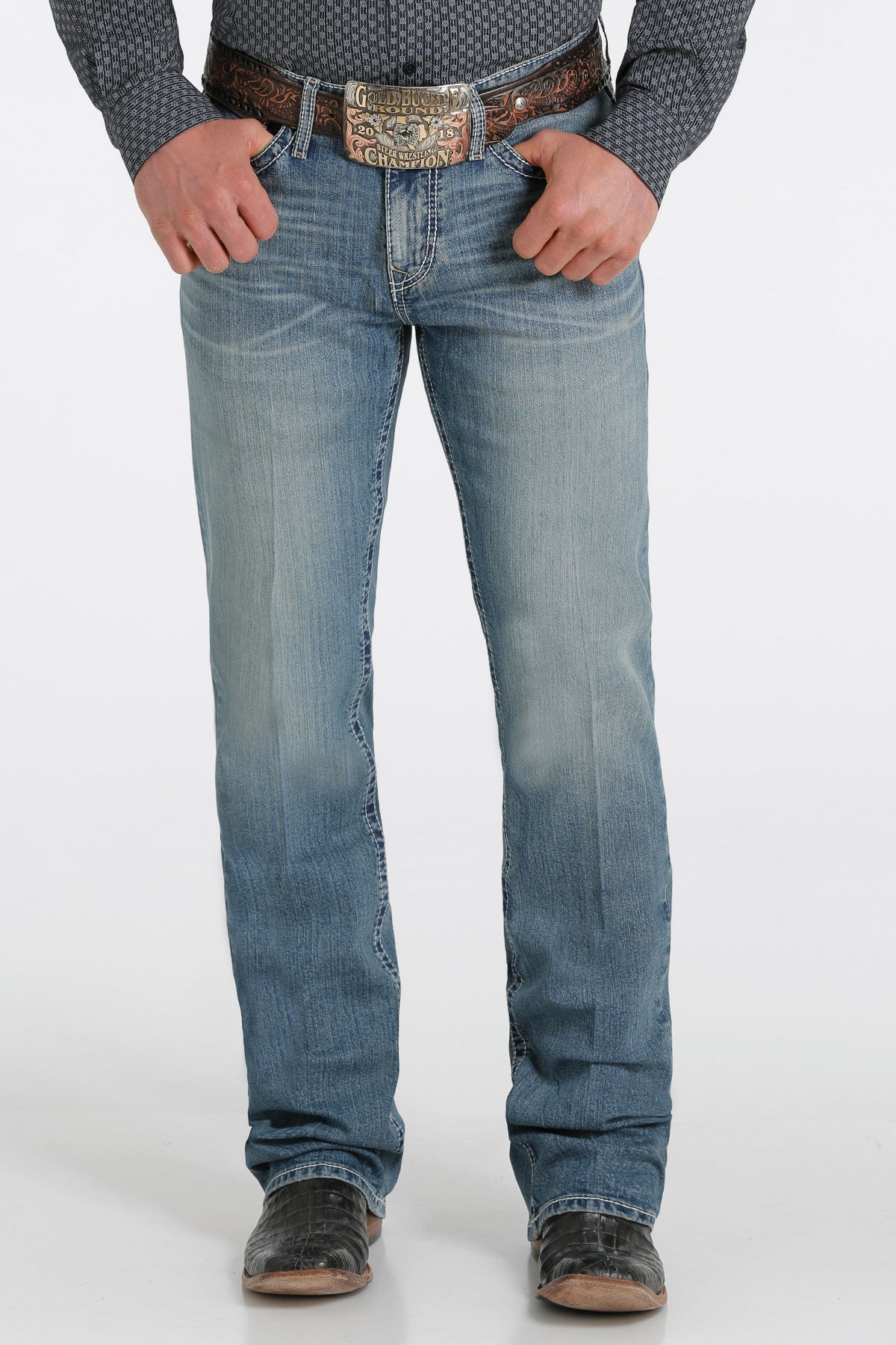 Stonewash Bootcut Fit Stretch Jeans