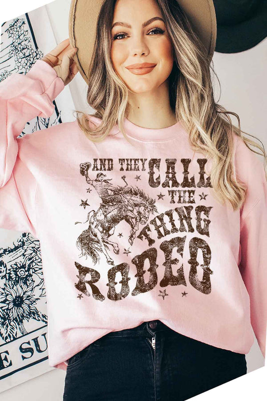 WESTERN RODEO COWBOYS GRAPHIC SWEATSHIRT in PINK