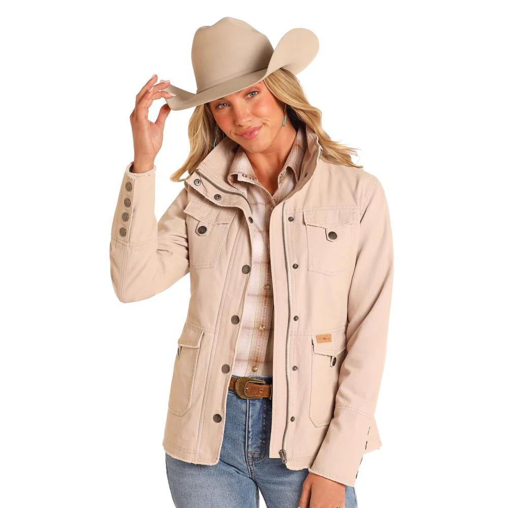 POWDER RIVER LADIES CANVAS JACKET in BEIGE