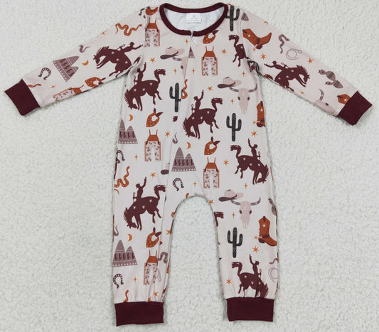 CACTUS HORSE RODEO BABY BOY ZIPPER ROMPER