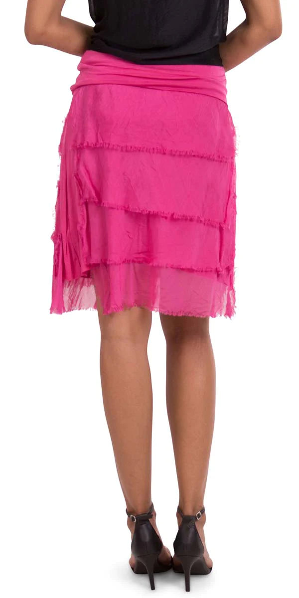 SIENA SHORT RUFFLED SKIRT in HOT PINK