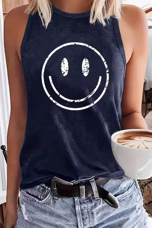 SMILEY FACE GRAPHIC TANK TOP