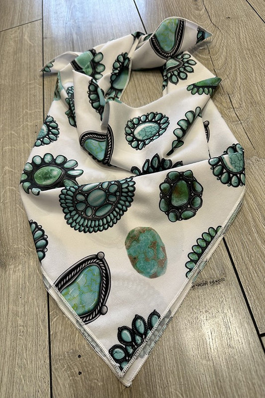 WESTERN TURQUOISE JEWEL PRINT WILD RAG