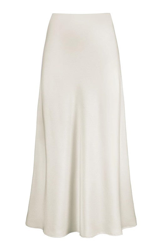 SATIN FISHTAIL SKIRT in BEIGE