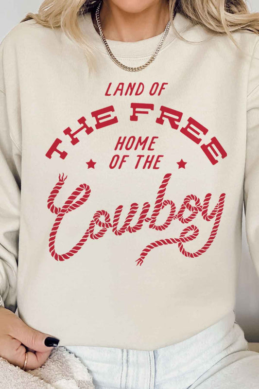 HOME OF THE COWBOY GRAPHIC SWEATSHIRT in SAND