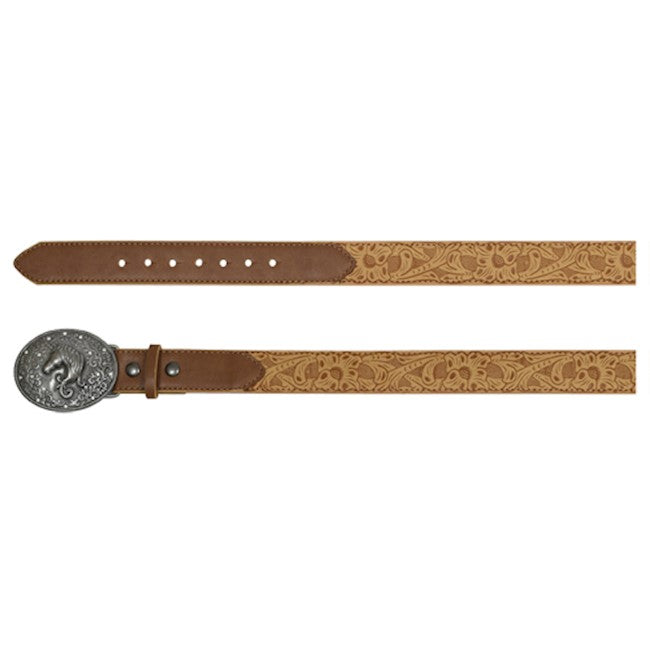 CATCHFLY GIRLS BELT LIGHT TAN TOOLED