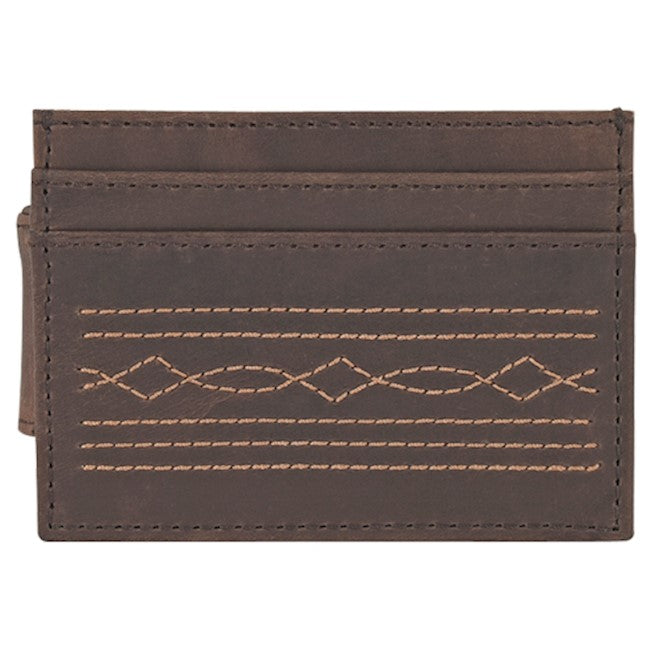 JUSTIN CARD WALLET BROWN W/BOOT STITCH DETAIL