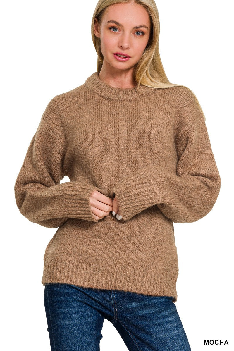 ROUND NECK SWEATER in CREAM, MOCHA OR TEAL