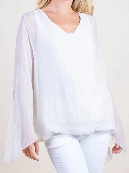 PARMA SILK BLOUSE in BEIGE