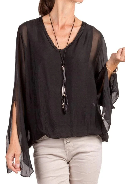 PARMA SILK BLOUSE in BLACK