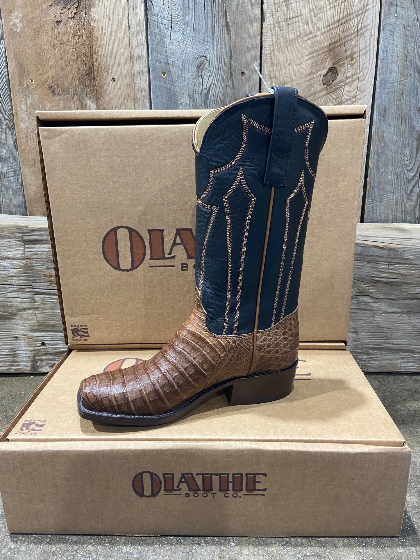 OLATHE POST OAK CAIMAN BELLY MENS BOOTS