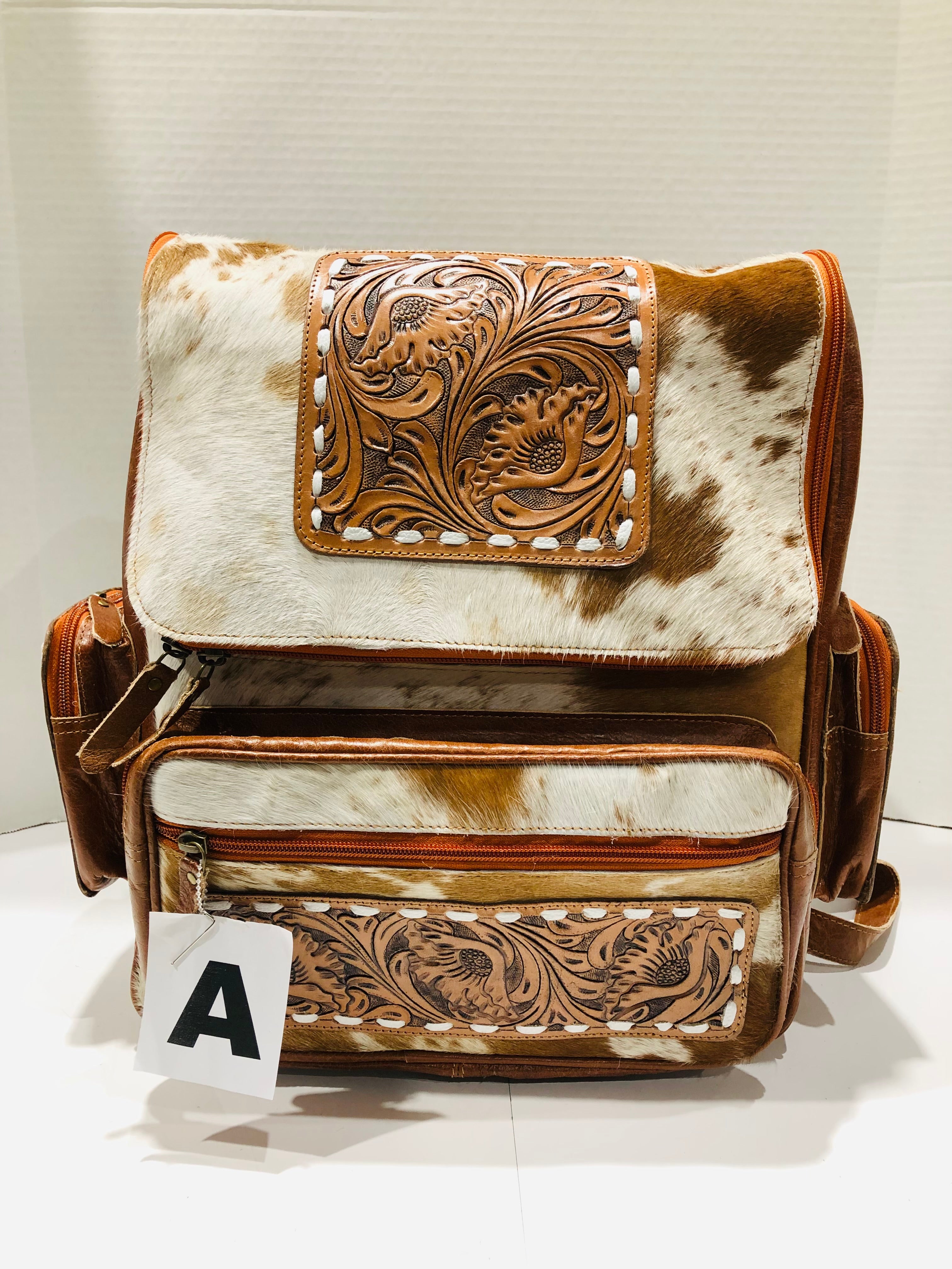 Cowhide backpack diaper discount bag