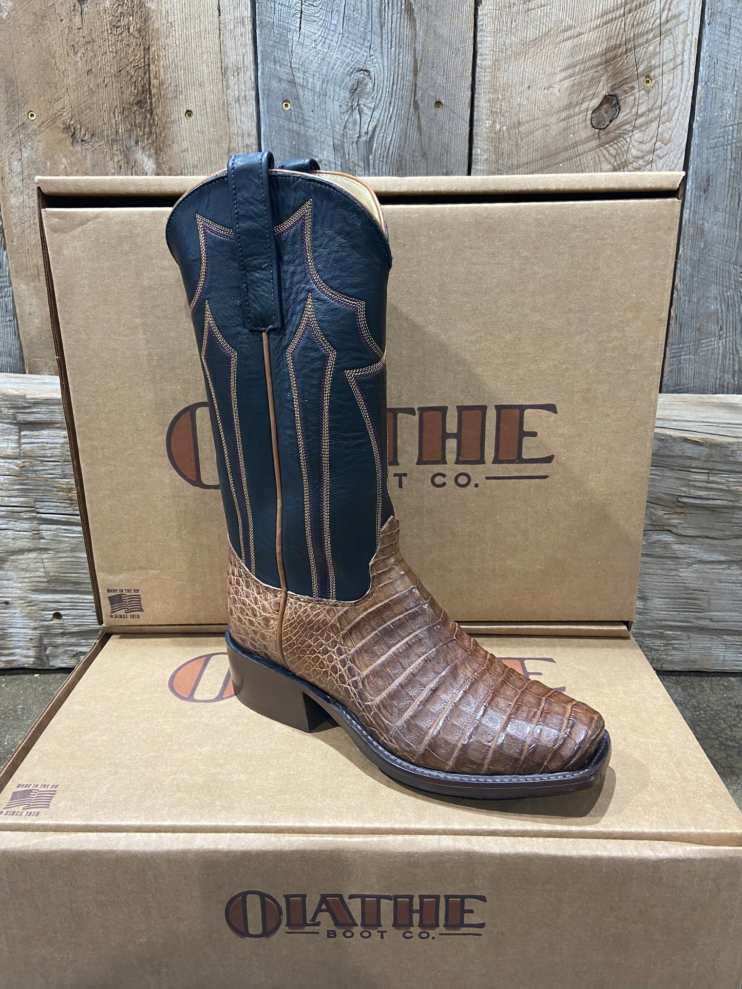 OLATHE POST OAK CAIMAN BELLY MENS BOOTS