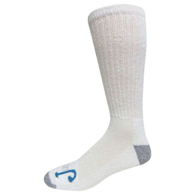 JUSTIN MEN'S JUST-DRY HALF CUSHION OVER THE CALF WHITE SOCKS 2 PACK