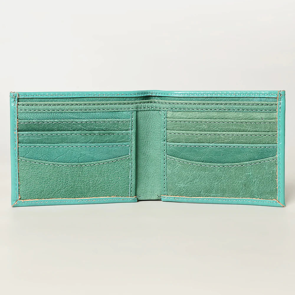 AMERICAN DARLING TOOLED LEATHER WALLET - TURQUOISE