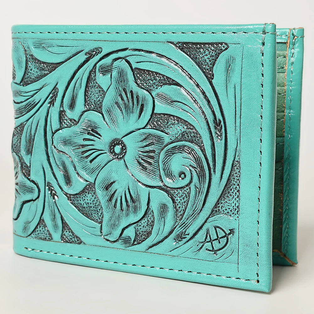 AMERICAN DARLING TOOLED LEATHER WALLET - TURQUOISE