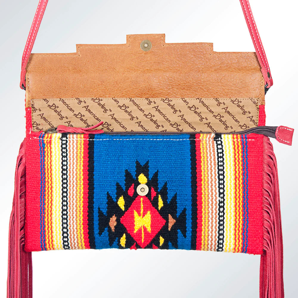 AMERICAN DARLING WOOL AZTEC BLANKET CROSSBODY PURSE