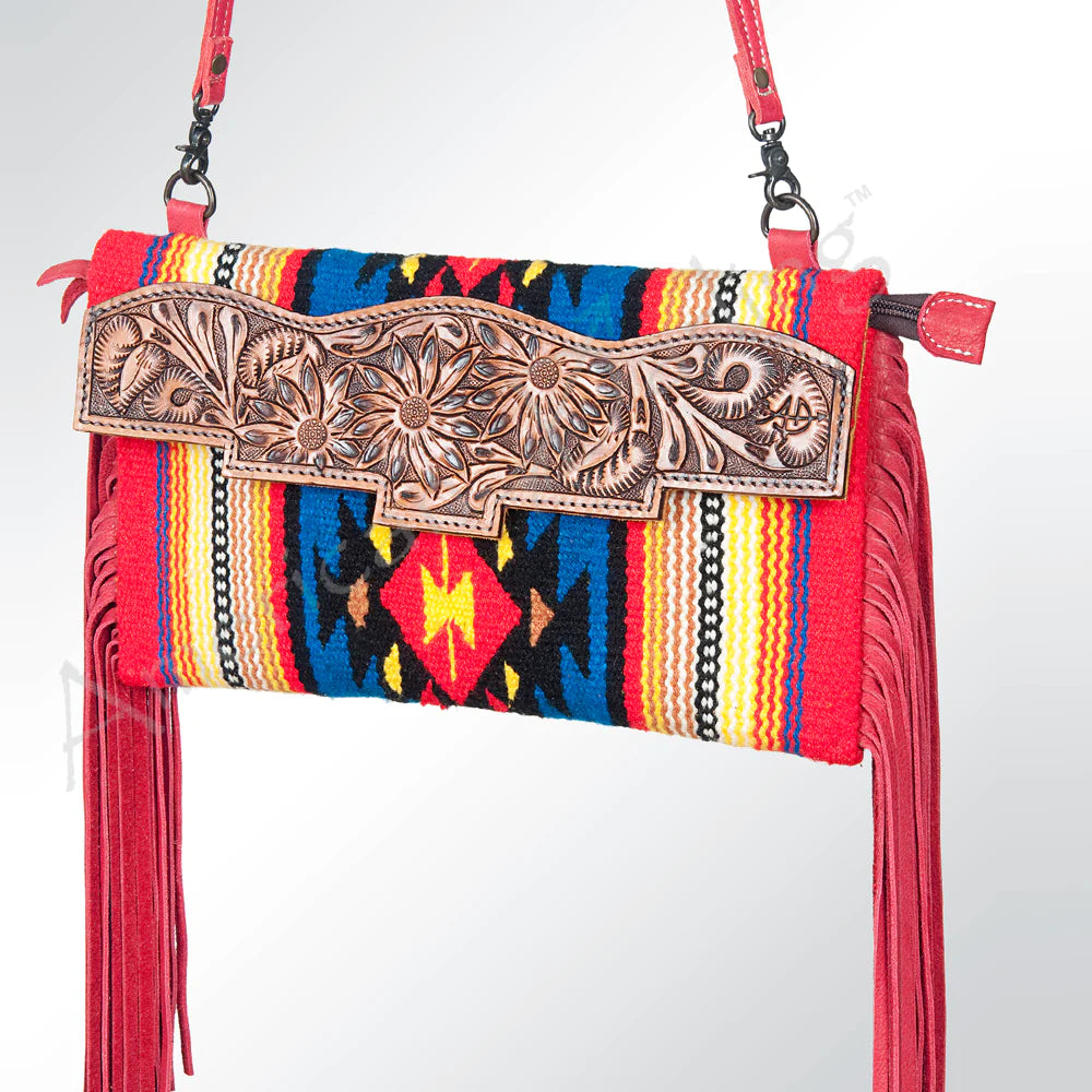 AMERICAN DARLING WOOL AZTEC BLANKET CROSSBODY PURSE