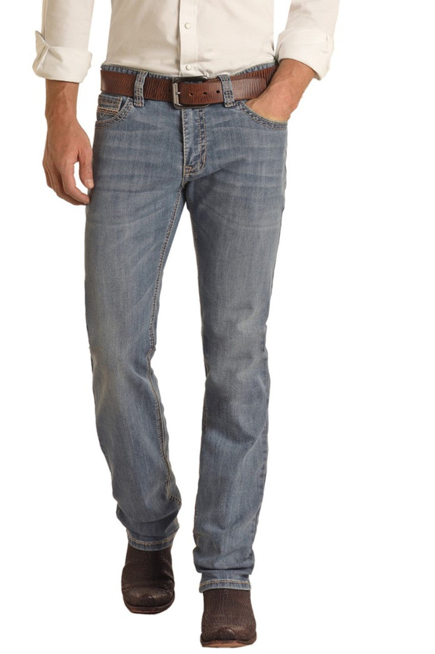 ROCK & ROLL MEN'S REVOLVER SLIM STRAIGHT WASH JEANS