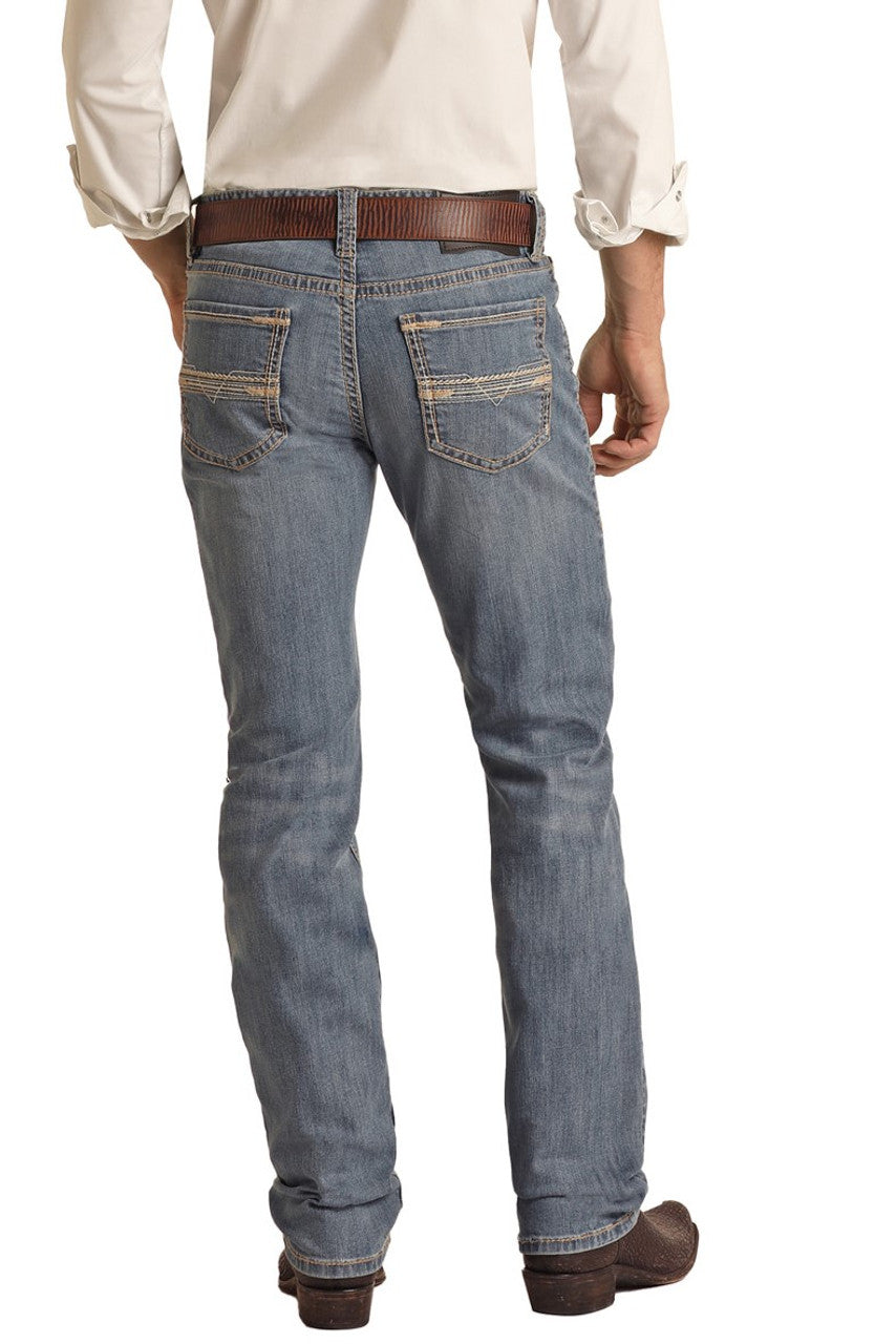 ROCK & ROLL MEN'S REVOLVER SLIM STRAIGHT WASH JEANS