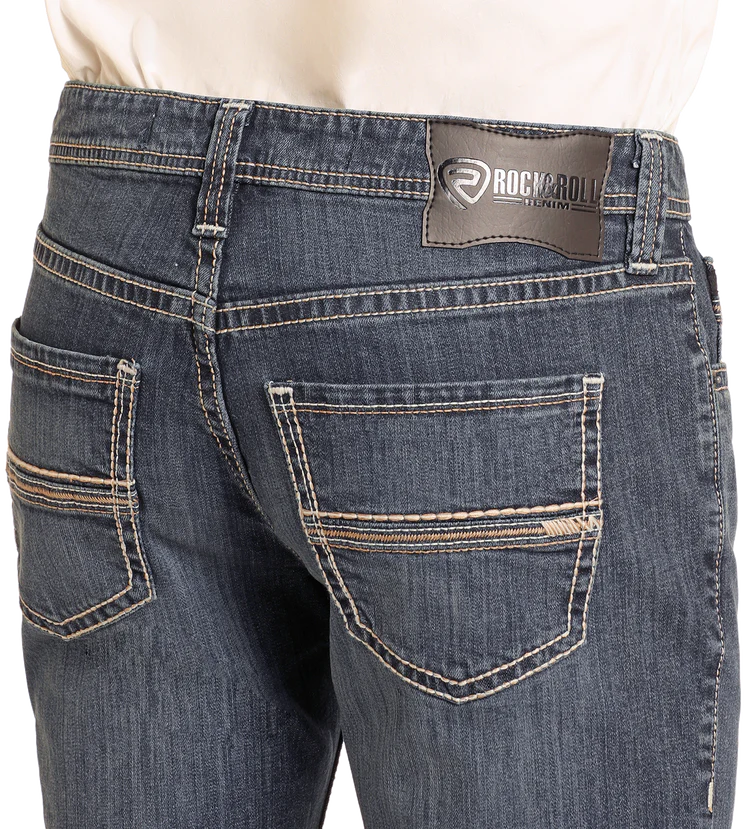 ROCK & ROLL DENIM PISTOL STACKABLE TWO-TONE STITCH BOOTCUT JEANS