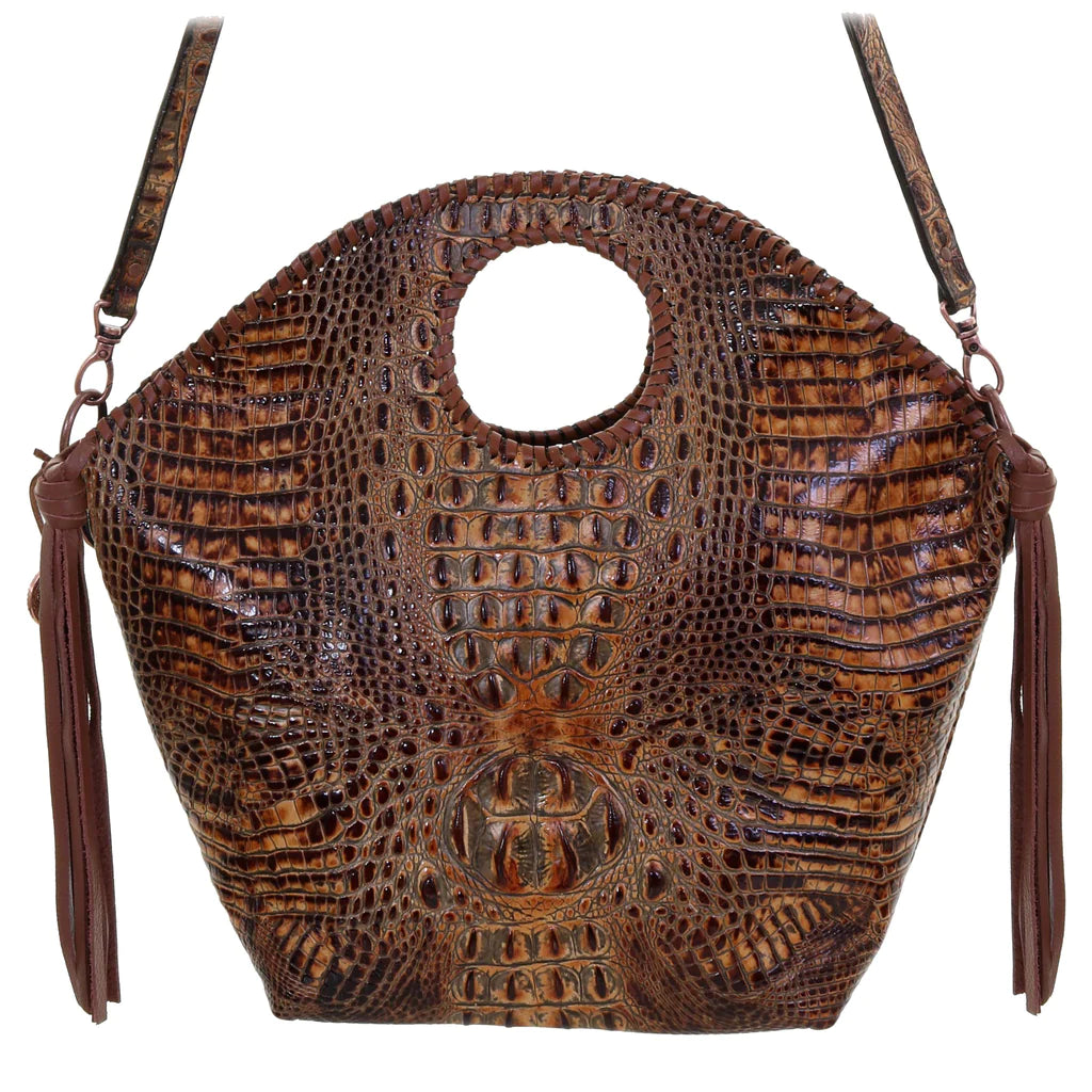 DOUBLE J SADDLERY SAVANNAH HORNBACK GATOR PRINT MARKET TOTE