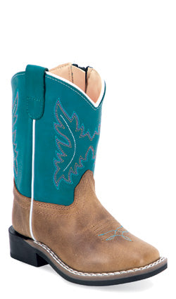 OLD WEST TODDLER BOYS TEAL TOP TAN BOOT