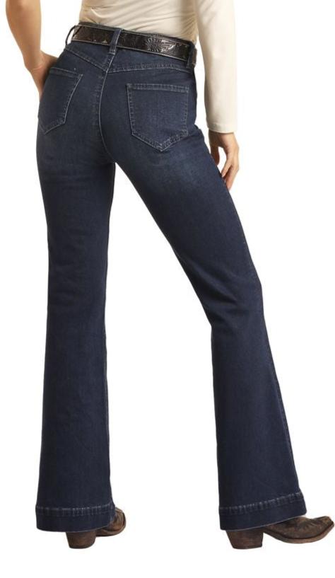 ROCK & ROLL LADIES Dark Wash Yoke Detail High Rise Women’s Trouser