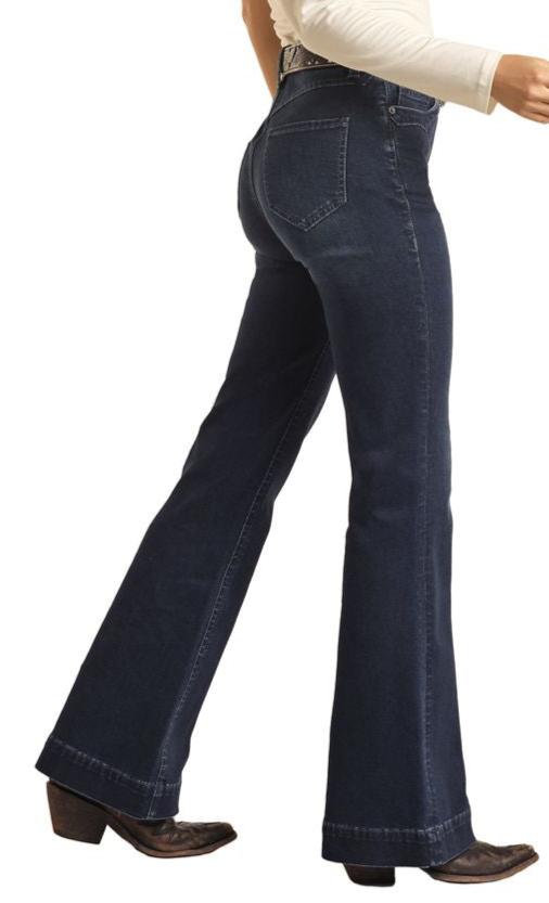 ROCK & ROLL LADIES Dark Wash Yoke Detail High Rise Women’s Trouser