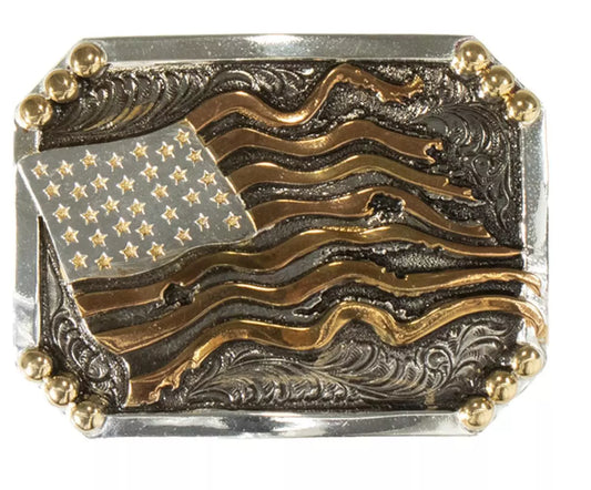 CRUMRINE DISTRESSED AMERICAN FLAG BUCKLE