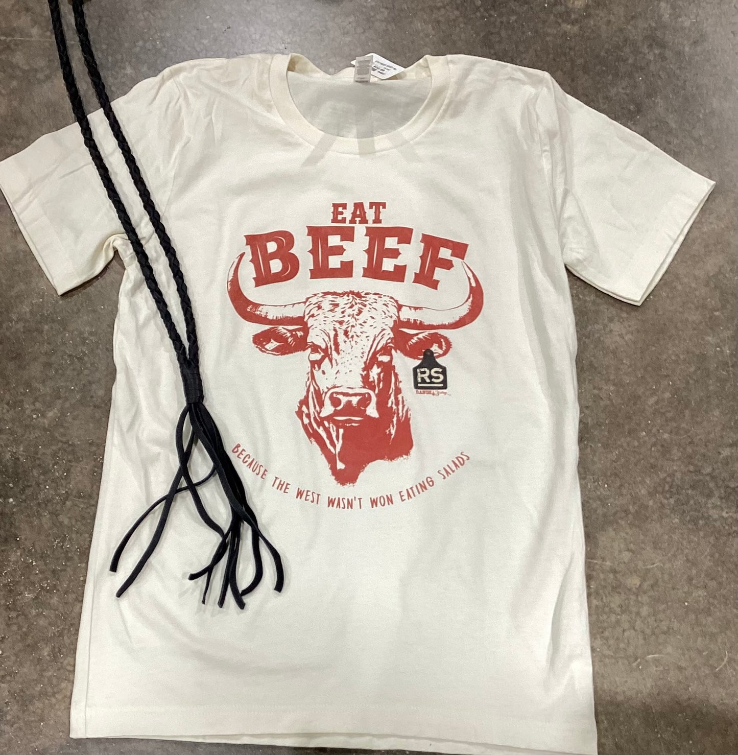 EAT BEEF... WEST WAS WON TEE SHIRT NATURAL ROUND NECK