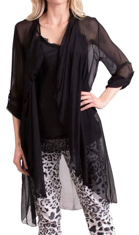 PORTICI SILK CARDIGAN in BLACK