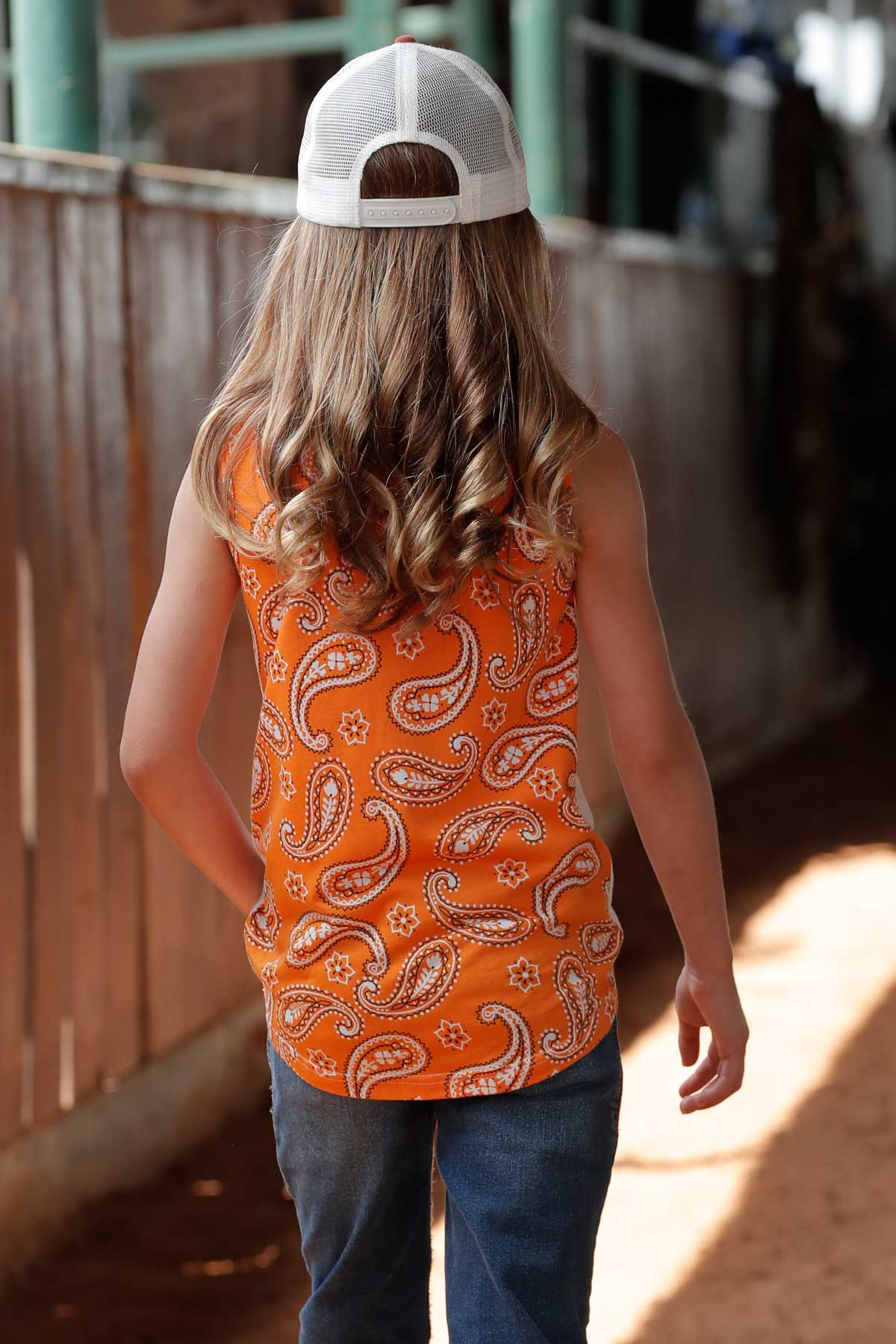 CRUEL GIRLS BANDANA PRINT PIG GRAPHIC TANK - ORANGE