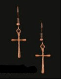 AUSTIN ACCENTS THIN COPPER CROSS DANGLE EARRINGS