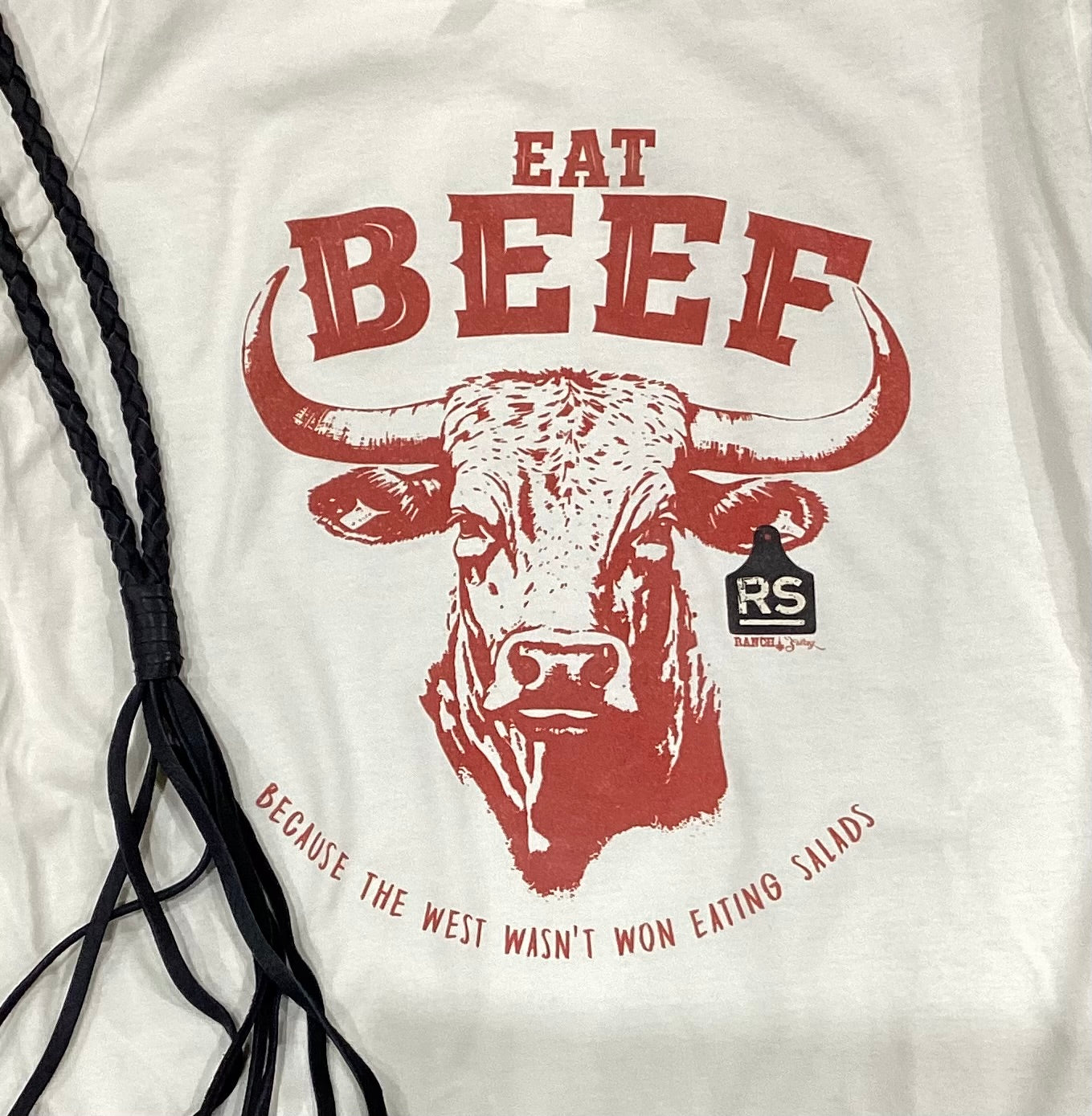 EAT BEEF... WEST WAS WON TEE SHIRT NATURAL ROUND NECK