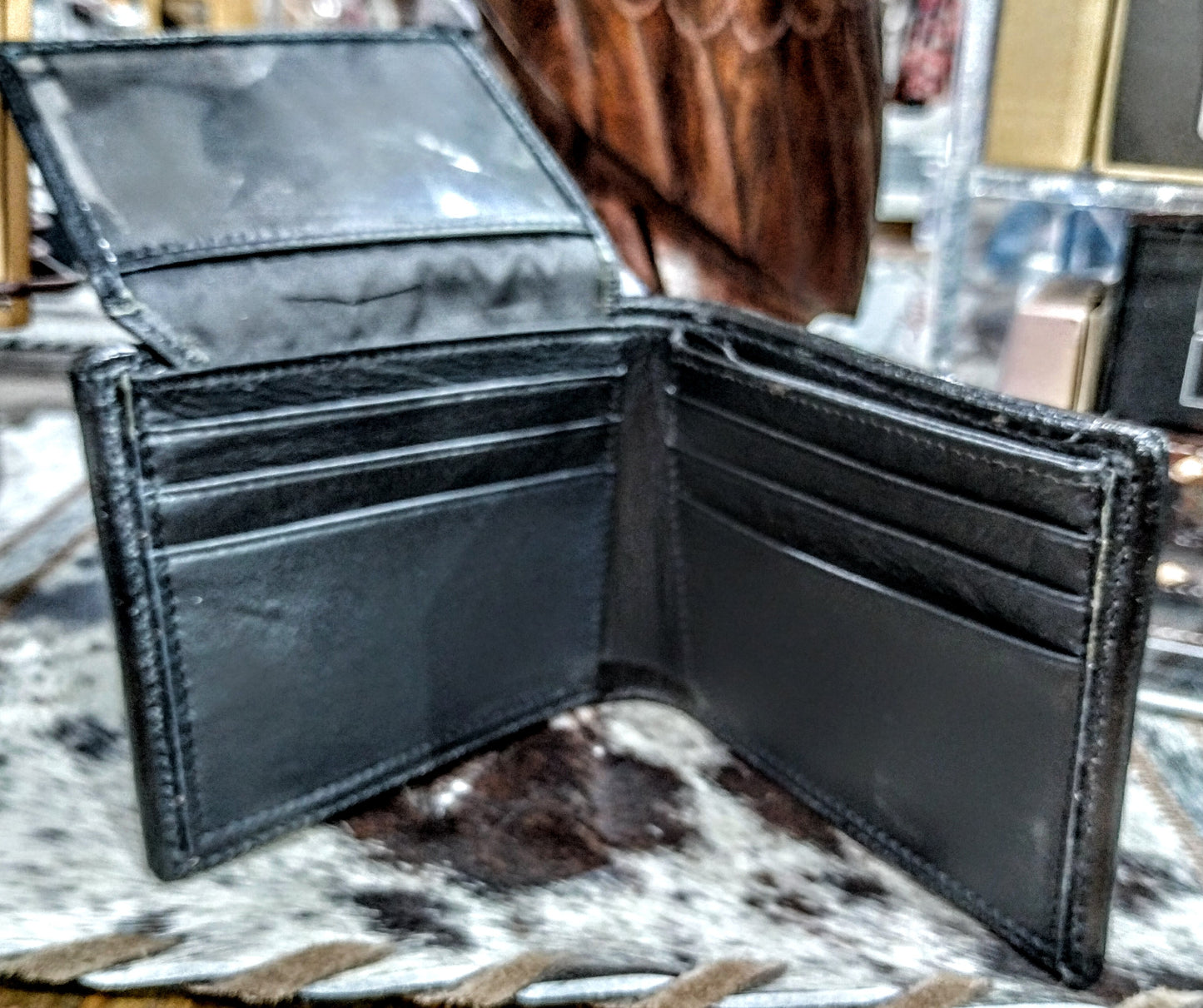 DOUBLE J SADDLERY BLACK DIAMOND BACK CROCK BIFOLD WALLET