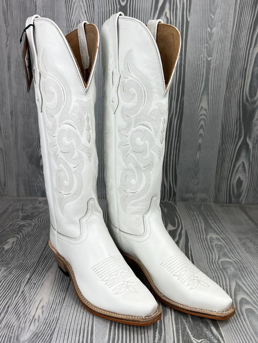 Women's Old West Tall All White Snip Toe Western Boot