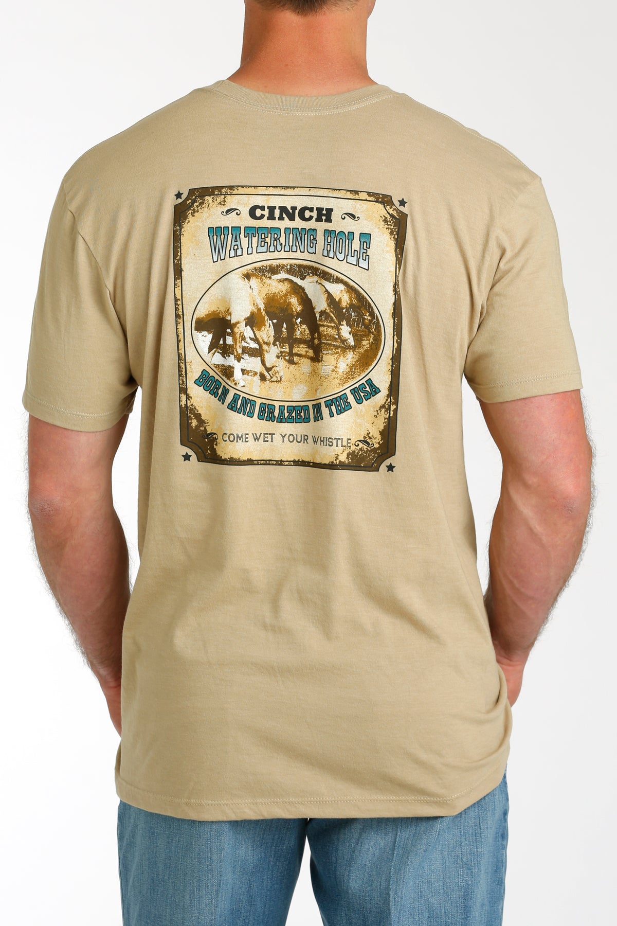 CINCH MEN'S WATERING HOLE TEE - CREAM