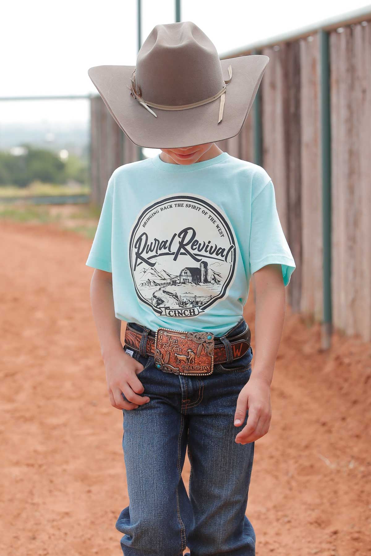 CINCH BOY'S RURAL REVIVAL TEE - LIGHT BLUE