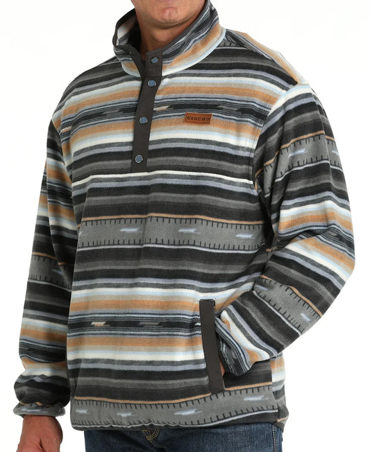 CINCH MEN'S POLAR FLEECE PULLOVER - BLACK STRIPE