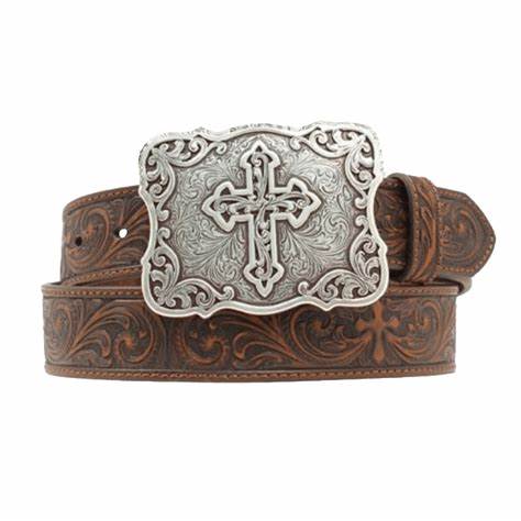 NOCONA GIRL'S LEATHER CROSS EMBOSSED BELT