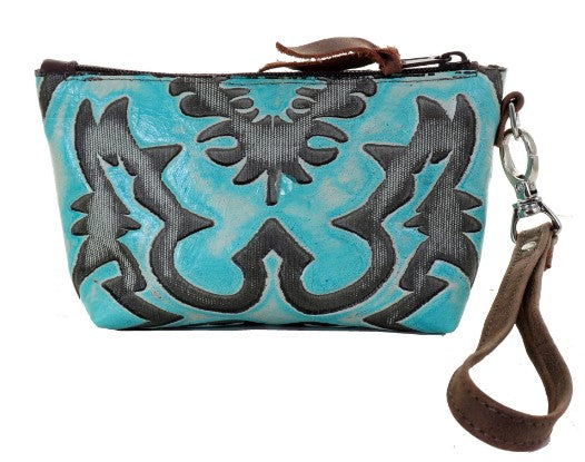 DOUBLE J SADDLERY LAREDO TURQUOISE SMALL MAKEUP POUCH