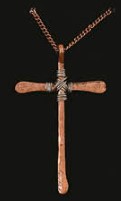 AUSTIN ACCENTS THIN WIRE WRAP COPPER CROSS NECKLACE