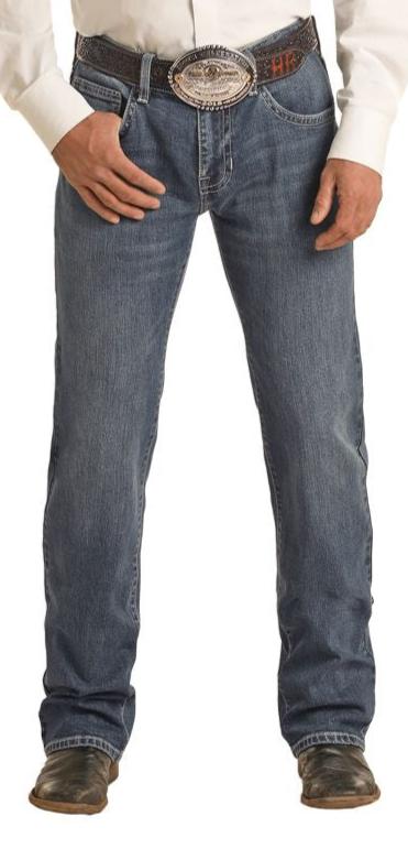 ROCK & ROLL DENIM MENS VINTAGE '46 DOUBLE BARREL STACKABLE BOOTCUT JEANS