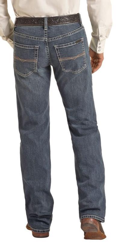 ROCK & ROLL DENIM MENS VINTAGE '46 DOUBLE BARREL STACKABLE BOOTCUT JEANS