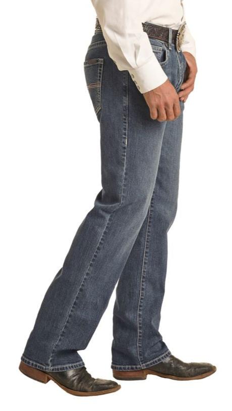 ROCK & ROLL DENIM MENS VINTAGE '46 DOUBLE BARREL STACKABLE BOOTCUT JEANS